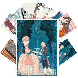 PIXILUV Vintage Postcards (24 pcs 4"x6" each) Cool Illustrations of People at EventsVintage Postcards Retro Greeting Card Book Illustration Reprint