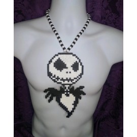 Jack Skellington Perler Bead Kandi Necklace-EDC-RAVE-FESTIVAL-PLUR-EDM