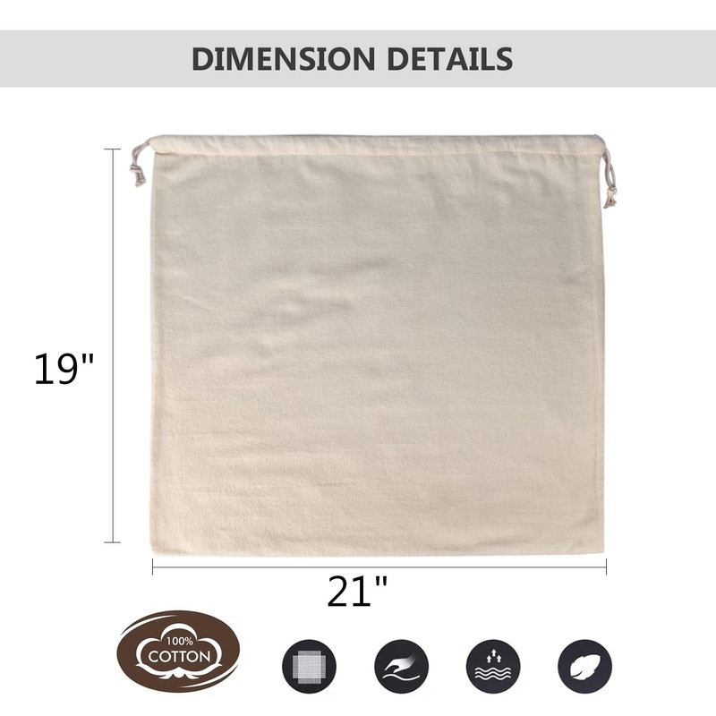 HAMBOLY 100% Cotton Bags 5 Pack Dust Cover Storage Pouch