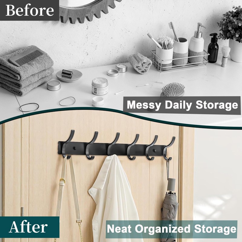 DDUP 2 Pack Wall Mounted Coat Hooks 10 Total Hooks,