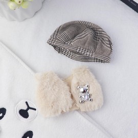 17cm Doll Clothes 2 Pcs Set – 1 White Bear Fur Clothes & 1 Brown Hat for 15-17cm Dolls Outfit,Fashion Mini Doll Accessories (No Dolls)