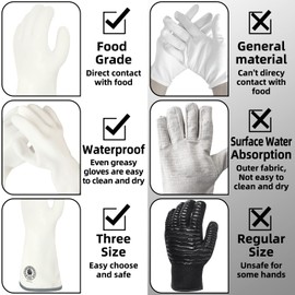 Silicone Oven Gloves, Heat Resistant Oven Gloves with Fingers, Kitchen Oven Mitts Smoker Gloves for Barbecue, Baking, Grilling, Cooking, Food Grade, Waterproof (8)