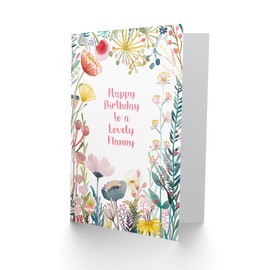 Artery8 Nanny Happy Birthday Card Simple Elegant Wildflower Meadow Plants Flowers For Her Greeting Card