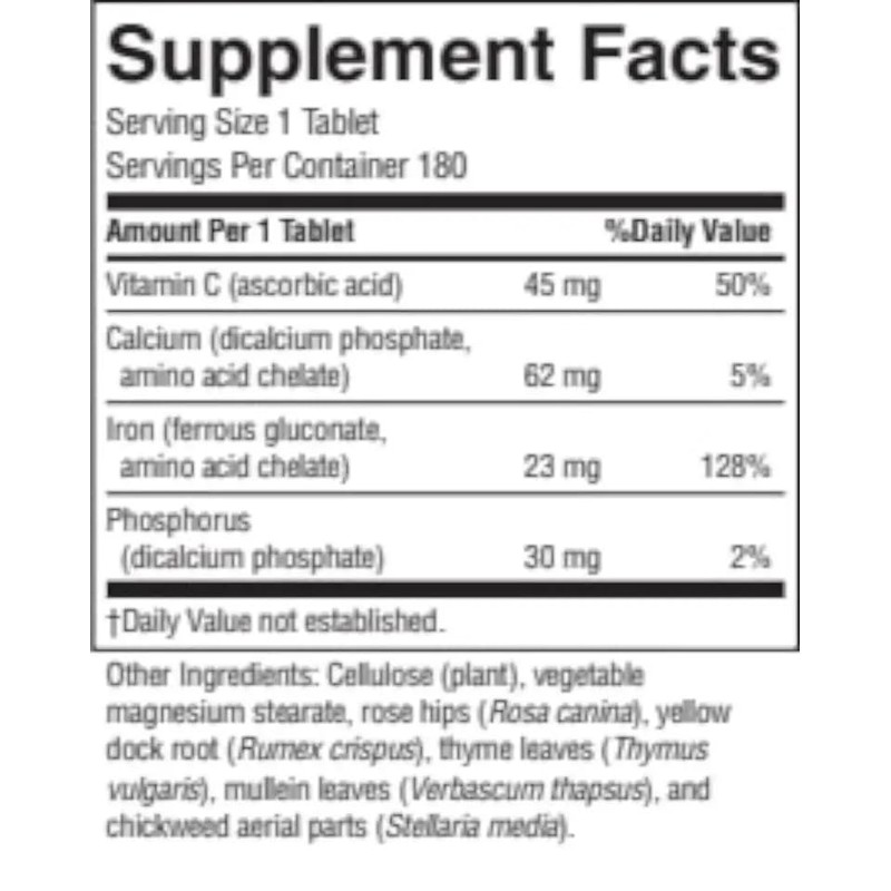 Nature's Sunshine Iron-Chelated 25mg, 180 Tablets | Provides Circulatory System