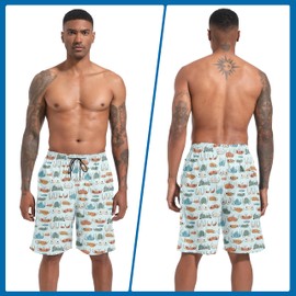 FT FENTENG - Traje de baño para hombre con forro de compresión de 9 pulgadas, pantalones cortos elásticos 2 en 1 de secado rápido para hombres, Pecho-c, M