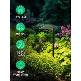DOREIO 5W Low Voltage Landscape Pathway Lights with Connectors,12-24V Low Voltage Landscape Lighting Outdoor Pathway Lights Wired IP66 Waterproof Warm White Walkway Lights for Garden Yard (12Pack)