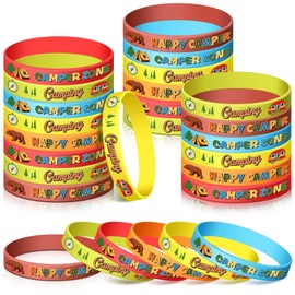 Zomiboo 36 PCS Camping Party Favors Silicone Bracelets Wristbands Happy Camper Party Supplies Camping Birthday Decoration for Camping Adventure Birthday Party Camping Theme Party