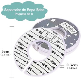 Separadores de guardarropa para ropa de bebé - 8 separadores de edad para tallas de ropa de bebé (recién nacidos a 24 meses) - Separadores de ropa de bebé bohemios y organizador de guardarropa para habitación de niños