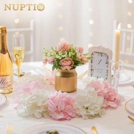 NUPTIO Small Vase Gold Centerpiece: 2 Pcs 4.2" Short Flower Vases - Metal Table Centerepieces for Wedding Christmas Birthday Party Tables Decorations