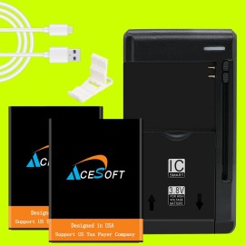 For Alcatel 2 x 1950mAh Battery Quick Charger Cable f Alcatel Lively Jitterbug Flip 2 4053S