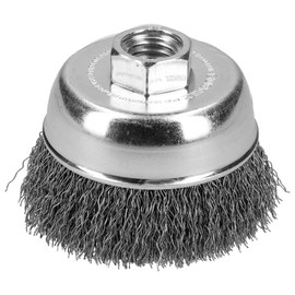 Surtek C604 Carda copa trenzada alambre delgado acero inoxidable 5" x 0.30 mm con rosca 5/8"