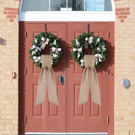 Boho Wreath Sash for Front Door - 2 Pcs Burlap Rustic Sash for Wreath in Farmhouse Window Wall, 55.5 Inch Blank Plain Wreath Sash for DIY Embroidery Monogram Yard Porch Home Decor