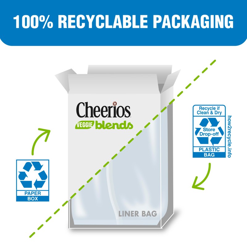 Cheerios Veggie Blends Breakfast Cereal, Apple Strawberry, Made with Fruits