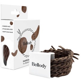 Bellody® Original Hair Bobbles - Stylish Braided Hair Bobbles with Strong Hold (4 Pieces - Mocha Brown)