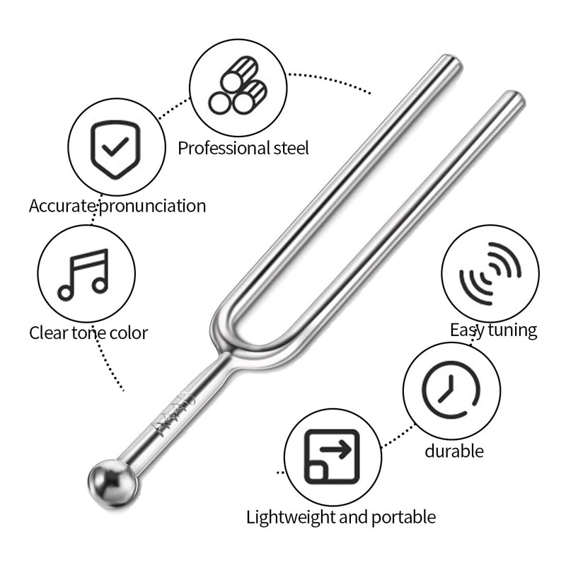KEQAR 2 x Tuning Forks (A440Hz) Stainless Steel for Standard