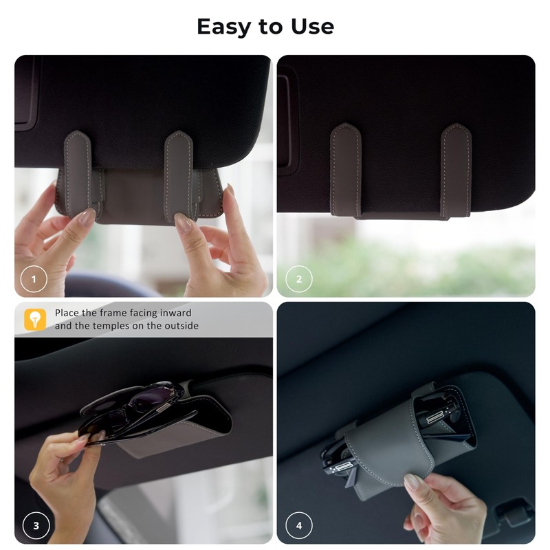 Ompellus Car Sunglasses Holder Case, Leather Sunglasses Holder Clip for