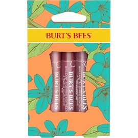 Burt's Bees Bálsamo labial de primavera, 3 brillantes nutritivos para el cuidado de los labios para brillo durante todo el día, juego de regalo de primavera de color besable, peonía, higo y ruibarbo (el embalaje puede variar)