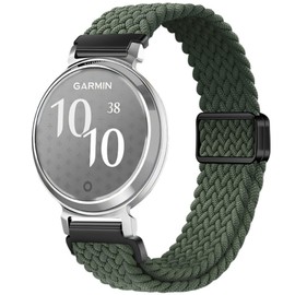 GIOPUEY Bracelet Compatible with Garmin Lily 2, Braided Nylon Wristband [Unisex] Elastic Replacement Strap - Green