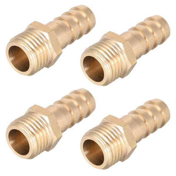 sourcing map Verbindungsstück aus Messing metrischer Stecker mit Widerhaken Schlauchtülle