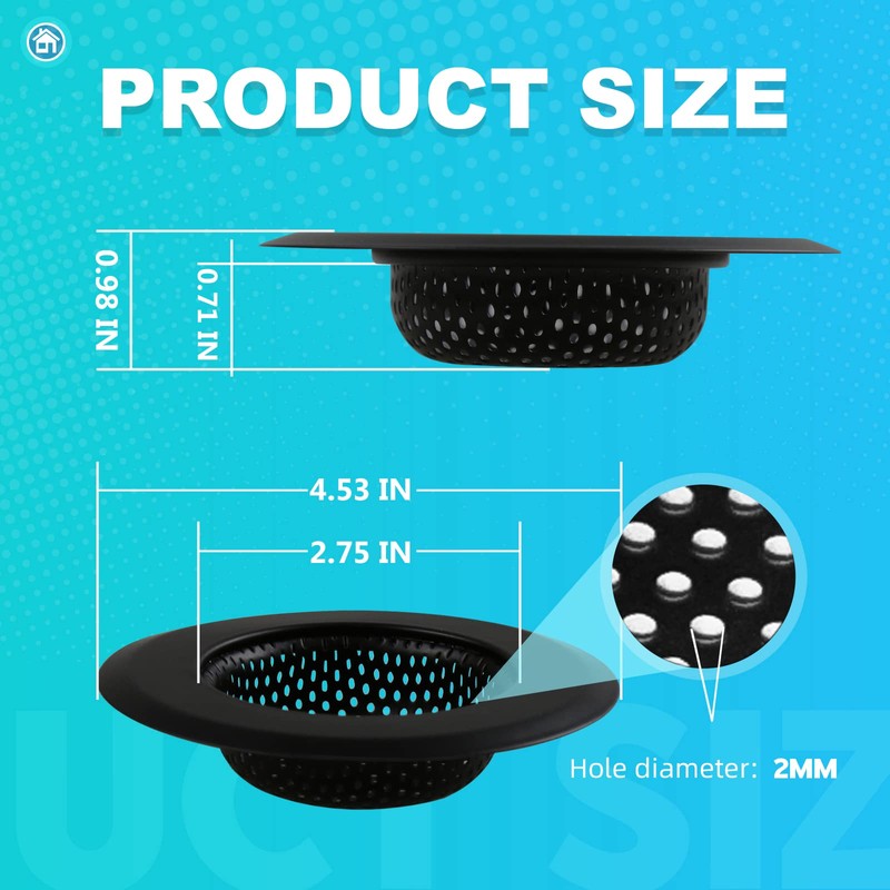 Sink Drain Strainer, 2 PCS Kitchen Sink Strainer - Upgraded