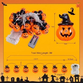 ZHIAER Guernalda Led Lights Calabazas Halloween 3M Muebles de Navidad, para fiestas de vacaciones Halloween, jardín, dormitorio, bar, decoración