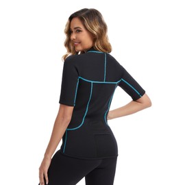 Hevto Wetsuit Top Women 2mm Neoprene Jacket Wet Suit Short Sleeve Surfing Diving Swimming for Water Sports (Tops Short, 4)