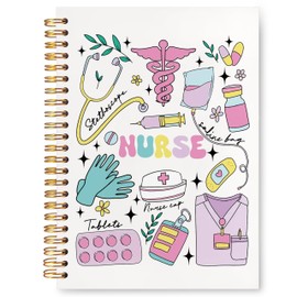 VIIJJUE Trendy Nurse Notebook, Nurse Gifts for Women Journal, Nurses Appreciation Gifts Journals for Writing, Groovy Aesthetic Nursing Hardcover Spiral Notebooks, 5.5x8.3 Inch