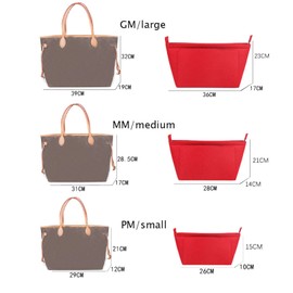 Lckaey Purse Organizer Insert for Neverfull pm mm gm Shaper felt purse insert 1079beige-M