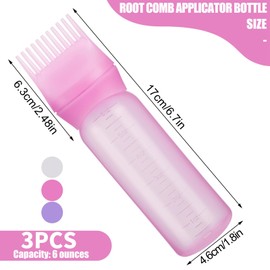 PAEFIU Hair Oil Applicator, 170 ml Hair Oil Applicator Bottle with Graduated Scale, Root Comb Applicator Bottle, Hair Dye Brush, Applicator Bottle, Hair for Hair Oiling Hair Colourations, Pack of 3
