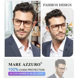 MARE AZZURO Large Blue Light Blocking Reading Glasses Men Computer Readers 0 1.0 1.25 1.5 1.75 2.0 2.25 2.5 2.75 3.0 3.5 4.0 5.0 6.0 (Brown, 2.50)