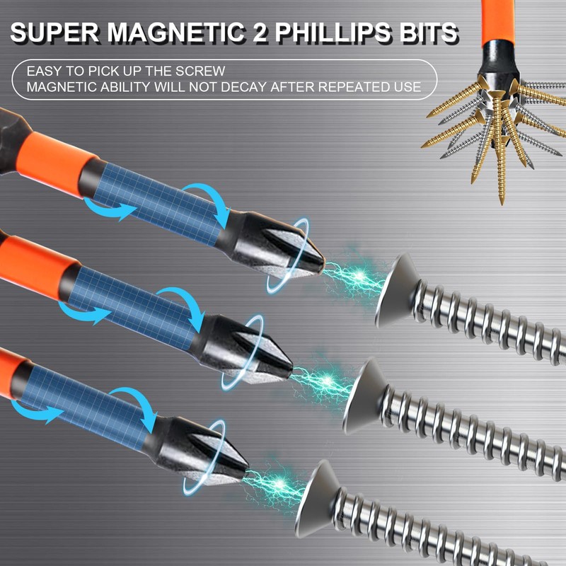 10-Pack Phillips Bits #2 Impact, 2-Inch Magnetic Phillips Head Drill