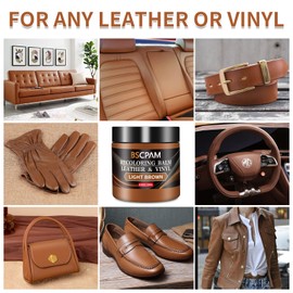 BSCPAM Light Brown Leather Recoloring Balm,Leather Couch Scratch/Stain Remover,Leather Repair kit for Vinyl Furniture and Car Interior,Leather Dye Paint for Scratched and Faded Leather Couches