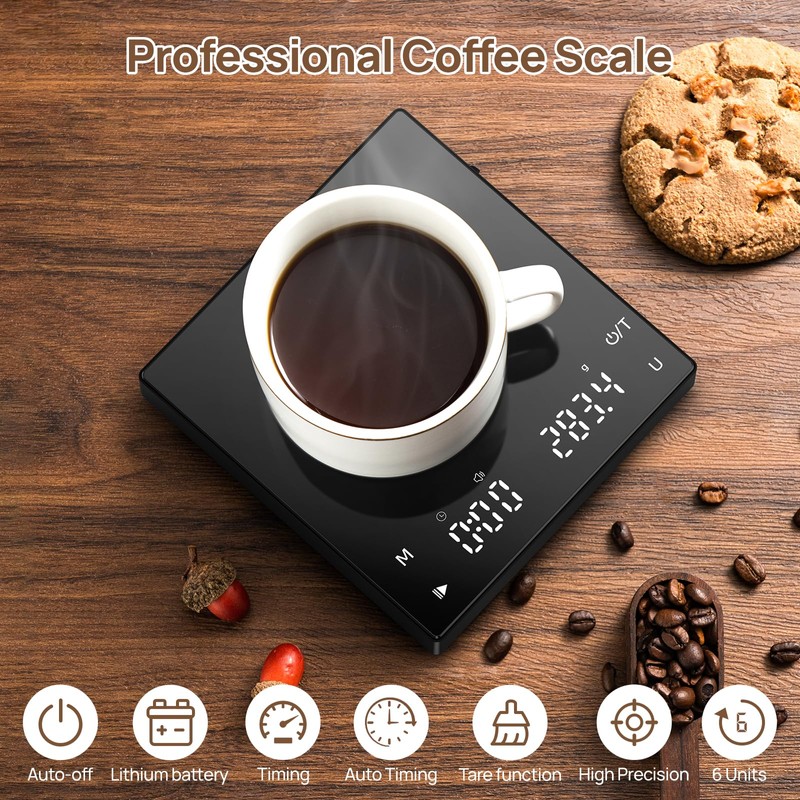 Meilen Mini Espresso Coffee Scale with Timer - 0.1g Precise,