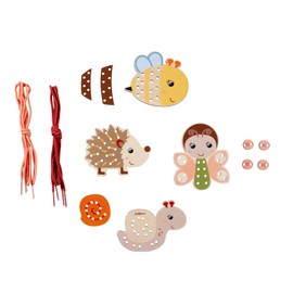 Eichhorn 100006846 - Threading Game with 4 Animals, Different Difficulty Levels, Promotes Fine Motor Skills, Development-Supporting Educational Game Made from 100% FSC Certified Beech Wood, from 3