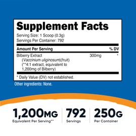 Nutricost Bilberry Powder 250 Grams - Gluten Free and Non-GMO