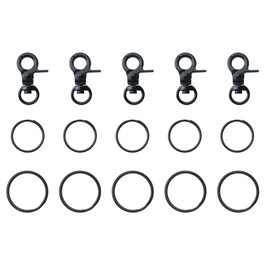 Ruwado 5 Pcs Dog Tag Clips with 5 Pcs 3/4 Inch Keychain 5 Pcs 1 Inch Keychain Small Multipurpose Metal Dog Tag Rings for Pet Kitten Cat Collars ID Holder Harnesses (Black)