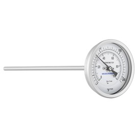 Measureman Fully Stainless Steel Bi-Metal Dial Thermometer, 3" Dial, 12" Stem, 32-212°F/0-100°C Range, +/-1% Accuracy, Adjustable, 1/2" NPT Back Mount