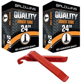 PAIR 24" Baldwins Cycle/Bike/Wheelchair Inner Tubes 24" x 1.0 Schrader/Car/Auto Type Valves & BALDY'S TYRE LEVERS