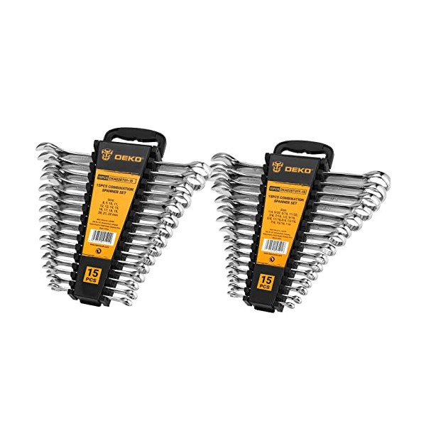 DEKOPRO Combination Wrench Set, SAE&Metric, 30-piece, 1/4'' to 1'' &