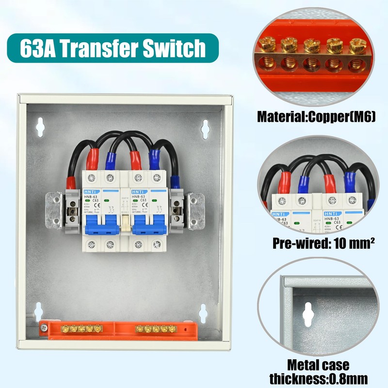 Transfer Switch for Home Generator, Upgraded 63 Amp Generator Transfer