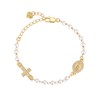 Pearl Rosary Bead Cross Bracelets - 14k Gold Plated Virgin