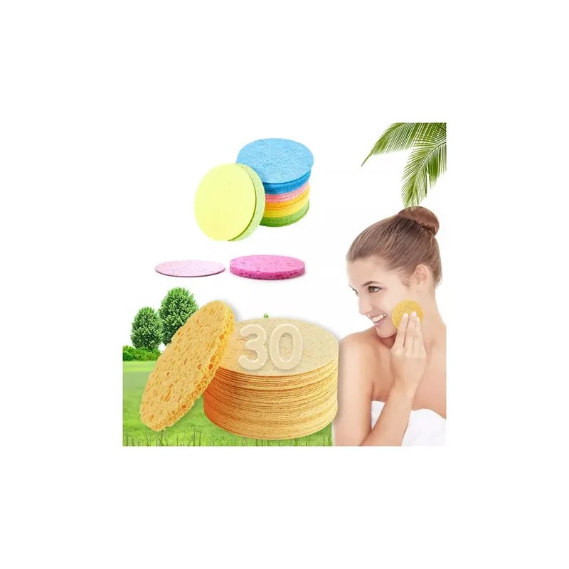 30 Pzs Esponja Facial Comprimida Para Limpieza Y Exfoliación