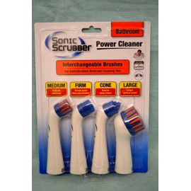 Sonic Scrubber 4 PC BATHROOM Power CLEANER Interchangeabl