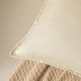 Yaertun Set of 2 Linen Pure Colour Decorative Cushion Covers Modern Cushion Covers Bedroom Sofa Living Room Decorative Cushion Bed Cushion Cover Sofa Cushion 40 x 40 cm Beige