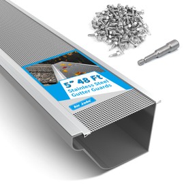 Air Jade Gutter Guard 5", Micro Mesh Stainless Steel Gutter Needle and Leaf Filter, DIY and Modify for Universal Fit Any Roof or K-Style or Other Gutter System, 15 Pack in Box (48ft)