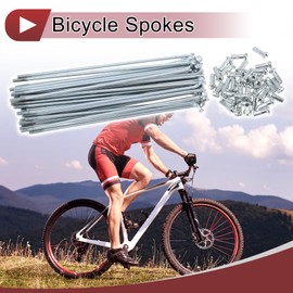 A ABSOPRO 36 Set 13G Bicycle Spokes 127mm Bike Wheel Spokes Galvanized Carbon Steel Silver Tone