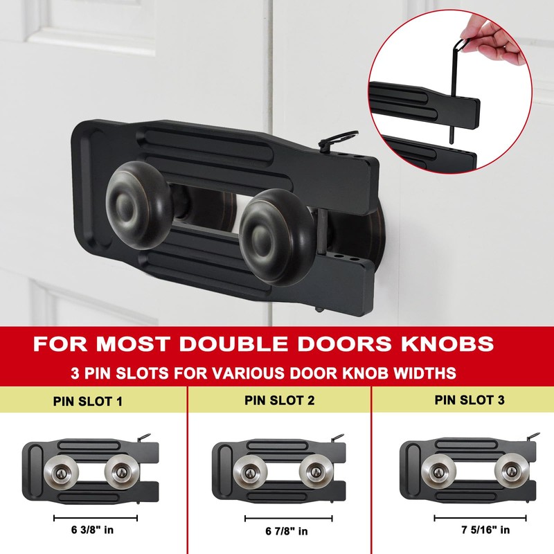 French Door Lock Childproof | Adjustable Double Door Reinforcement Lock