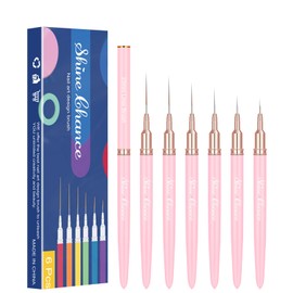 Shince Chance Nail Art Liner Brushes, 6pc Set - Fine Drawing, Small Details, Stripping Painting, Acrylic Nail Art Design Tools, Pink