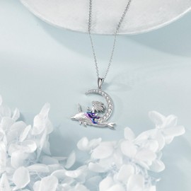 YAFEINI Mermaid Necklace for Women 925 Sterling Silver Mermaid Pendant Animal Necklace Jewelry Birthday Gifts for Women