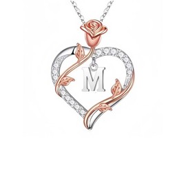 Heart Shaped Letter Charm Pendant Necklace , Elegant Rhinestone Decor Necklace for Women & Girls, Fashion Jewelry for Party, Daily Decor, Trendy All-match & Exquisite Jewelry for Birthday Gift - Color: Silver, Specification: Letter K necklace